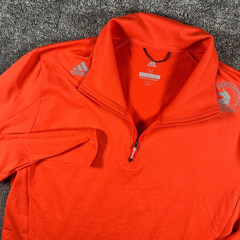 Adidas Pullover Mens M Energy Running Orange 1/4 Zip Boston Marathon 2018 BAA